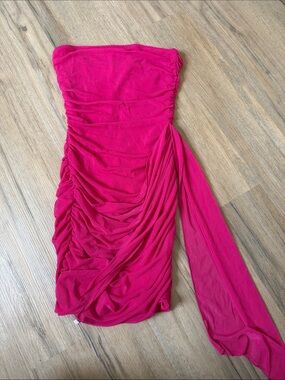Strapless Ruched Pink Party Dress